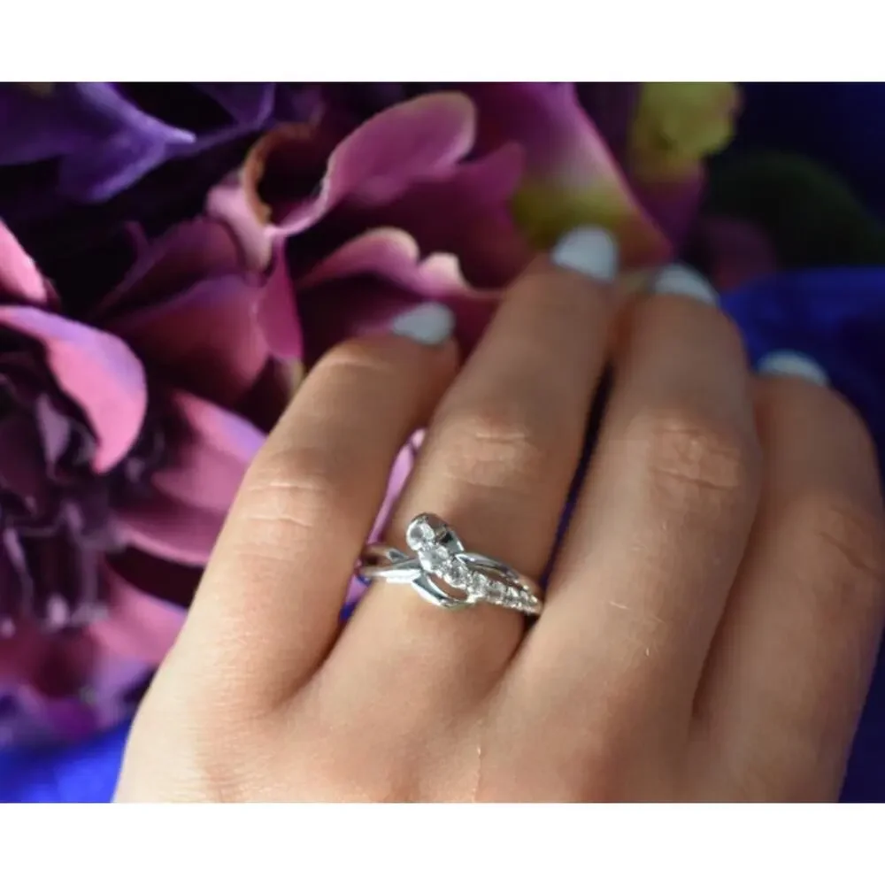 925 Sterling Silver White/Colorless Spinel Ring Size 6.5